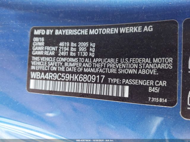 2017 BMW 430I WBA4R9C59HK680917 Photo 8