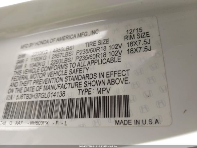 2016 ACURA RDX 5J8TB3H37GL014138 Photo 8
