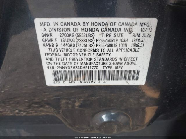 2013 ACURA MDX 2HNYD2H84DH511770 Photo 8