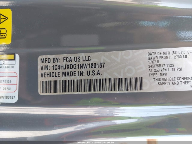 1C4HJXDG1NW180187 Jeep Wrangler