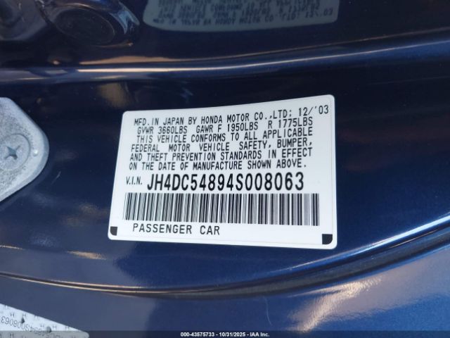 2004 ACURA RSX JH4DC54894S008063 Photo 8