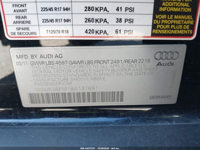 2011 AUDI A3 WAUKJAFM1BA137691 Photo 8