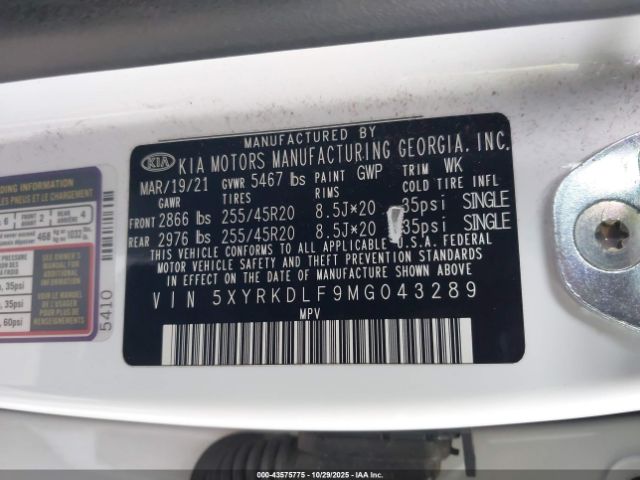 2021 KIA SORENTO 5XYRKDLF9MG043289 Photo 8