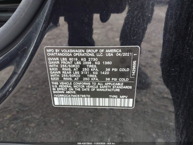 2021 VOLKSWAGEN ATLAS 1V2RR2CA7MC579570 Photo 8