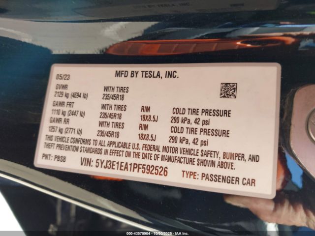 2023 TESLA MODEL 3 5YJ3E1EA1PF592526 Photo 8