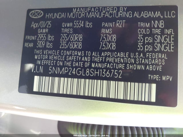 Hyundai Santa Fe Sel 2025 5NMP24GL8SH136752 Image 9