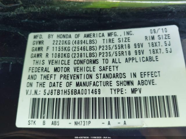 2011 ACURA RDX 5J8TB1H56BA001469 Photo 8