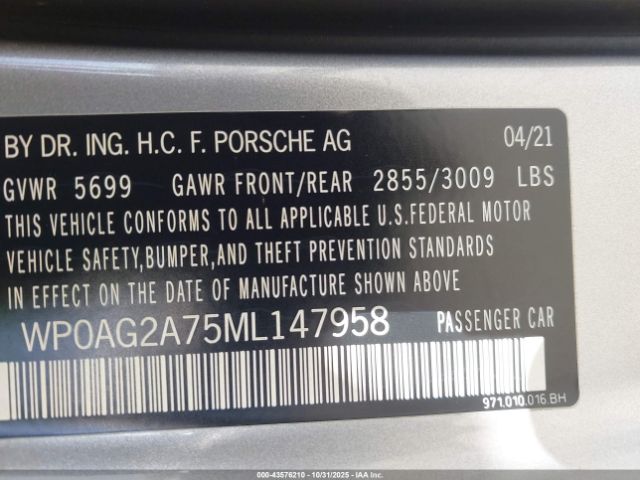 2021 PORSCHE PANAMERA WP0AG2A75ML147958 Photo 8