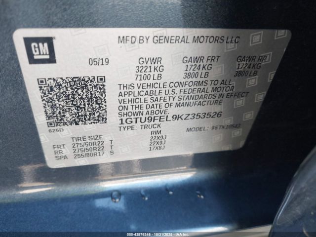 2019 GMC SIERRA 1500 1GTU9FEL9KZ353526 Photo 8