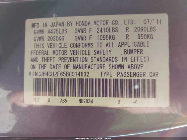 2011 ACURA TSX JH4CU2F65BC014632 Photo 8