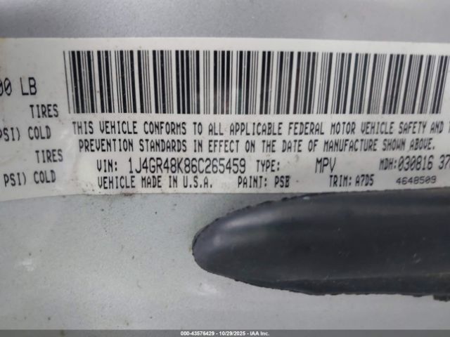 2006 JEEP GRAND CHEROKEE 1J4GR48K86C265459 Photo 8