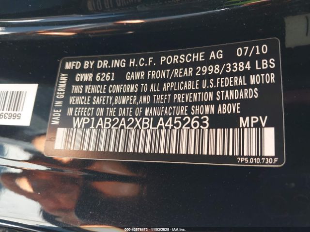 2011 PORSCHE CAYENNE WP1AB2A2XBLA45263 Photo 8
