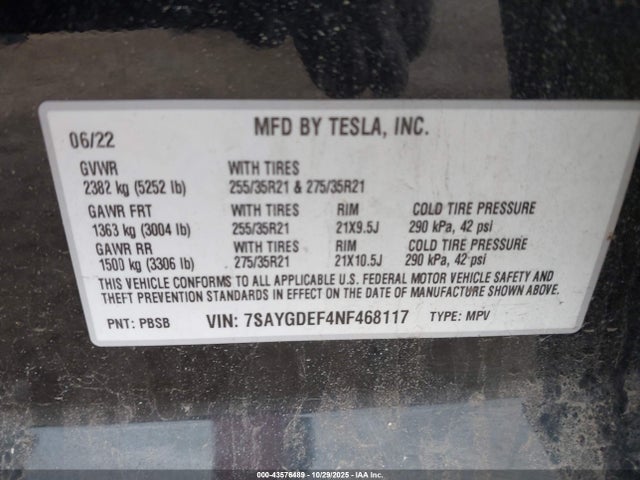 2022 TESLA MODEL Y 7SAYGDEF4NF468117 Photo 8
