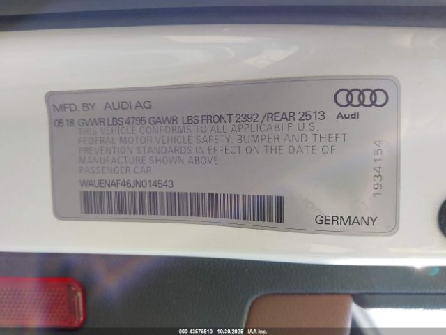 2018 AUDI A4 WAUENAF46JN014543 Photo 8