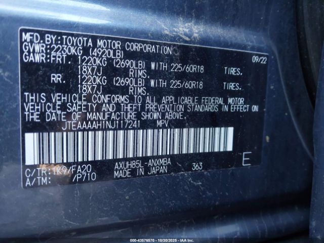 2022 TOYOTA VENZA JTEAAAAH1NJ117241 Photo 8