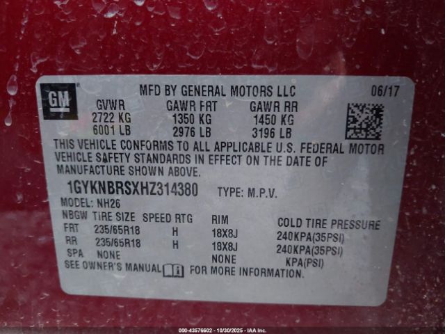 2017 CADILLAC XT5 1GYKNBRSXHZ314380 Photo 8