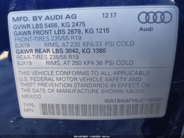 2018 AUDI Q5 WA1BNAFY6J2116350 Photo 8