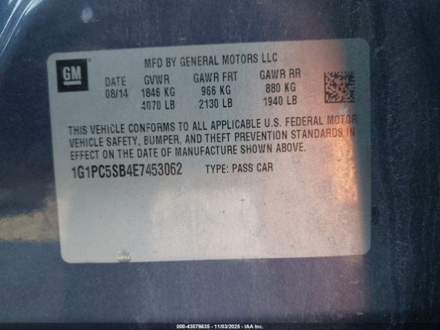 2014 CHEVROLET CRUZE 1G1PC5SB4E7453062 Photo 8