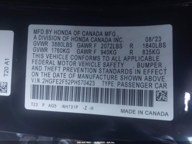 Honda Civic Sport 2023 2HGFE2F52PH570423 Image 9