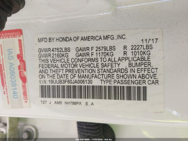 2018 ACURA TLX 19UUB3F60JA006130 Photo 8