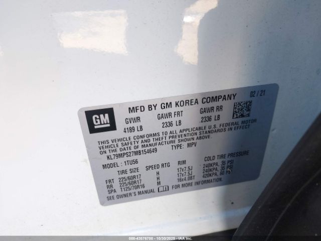 2021 CHEVROLET TRAILBLAZER KL79MPS27MB154649 Photo 8