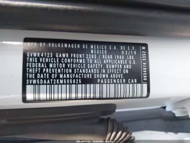 2019 VOLKSWAGEN BEETLE 3VW5DAAT2KM505625 Photo 8