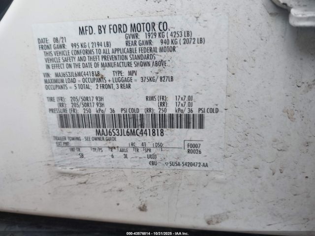 2021 FORD ECOSPORT MAJ6S3JL6MC441818 Photo 8