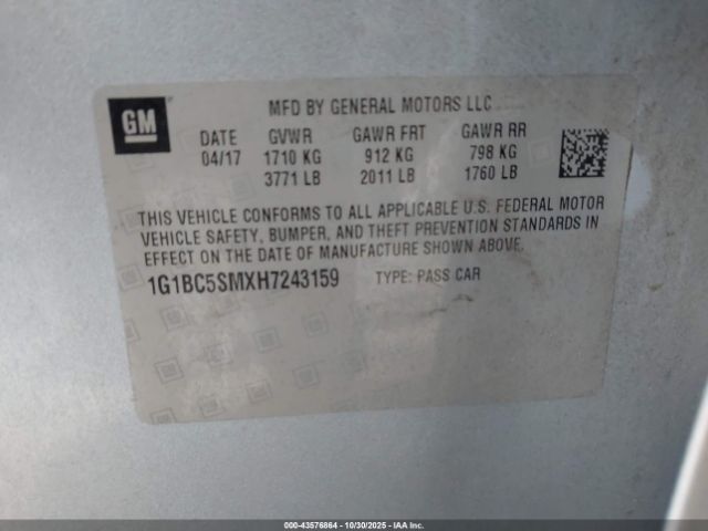 2017 CHEVROLET CRUZE 1G1BC5SMXH7243159 Photo 8