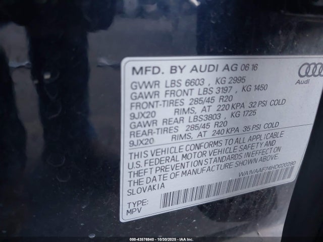 2017 AUDI Q7 WA1VAAF74HD020280 Photo 8
