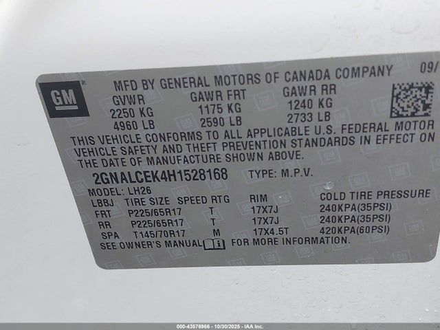 Chevrolet EQUINOX LT 2017 2GNALCEK4H1528168 Image 9