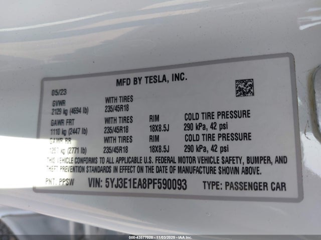 2023 TESLA MODEL 3 5YJ3E1EA8PF590093 Photo 8