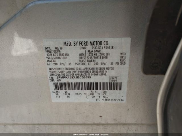 2018 FORD EDGE 2FMPK4J9XJBC58695 Photo 8