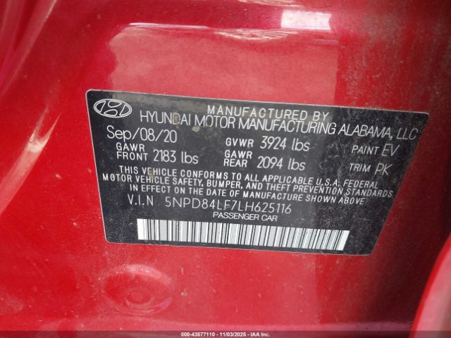 2020 HYUNDAI ELANTRA 5NPD84LF7LH625116 Photo 8