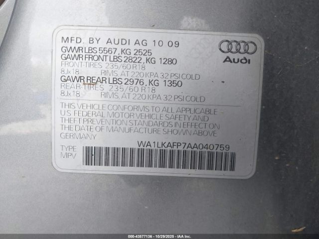 2010 AUDI Q5 WA1LKAFP7AA040759 Photo 8