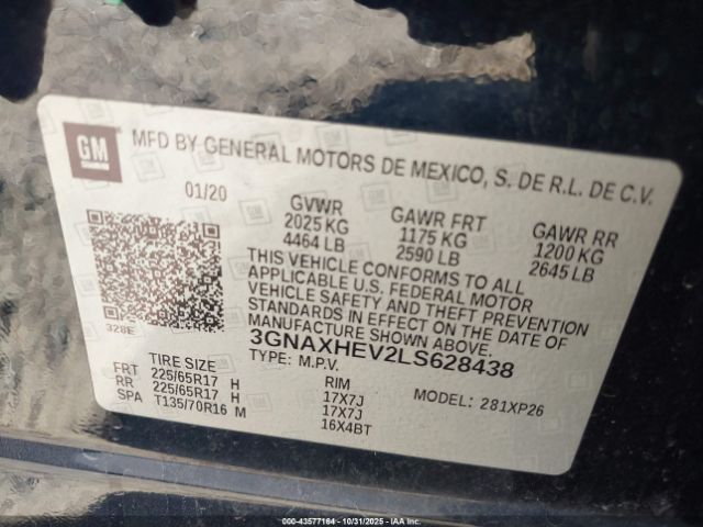2020 CHEVROLET EQUINOX 3GNAXHEV2LS628438 Photo 8