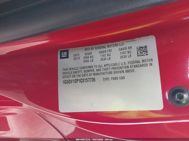 2012 CADILLAC CTS-V 1G6DV1EP1C0157736 Photo 8