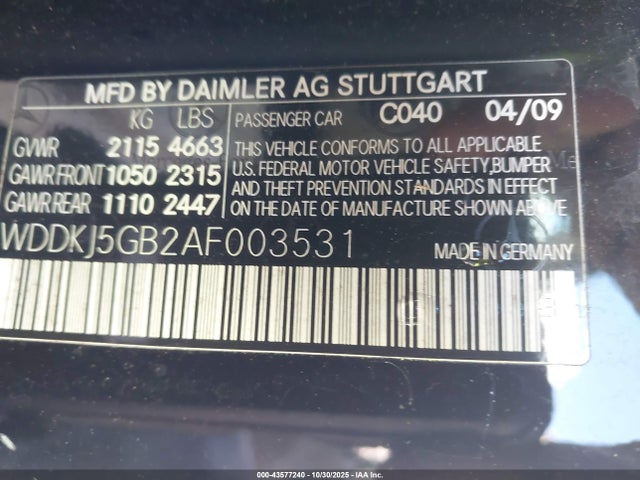 Auction sale of the 2010 Mercedes-benz E 350, vin: WDDKJ5GB2AF003531, lot number: 43577240