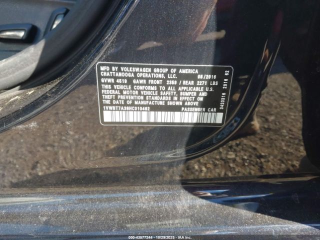 2017 VOLKSWAGEN PASSAT 1VWBT7A38HC010462 Photo 8