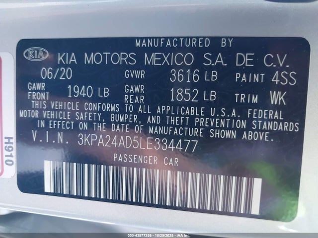 KIA RIO S 2020 3KPA24AD5LE334477 Image 9