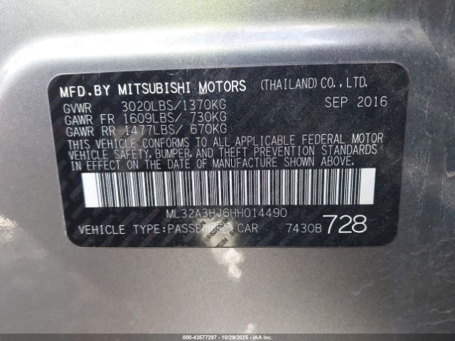 2017 MITSUBISHI MIRAGE ML32A3HJ6HH014490 Photo 8