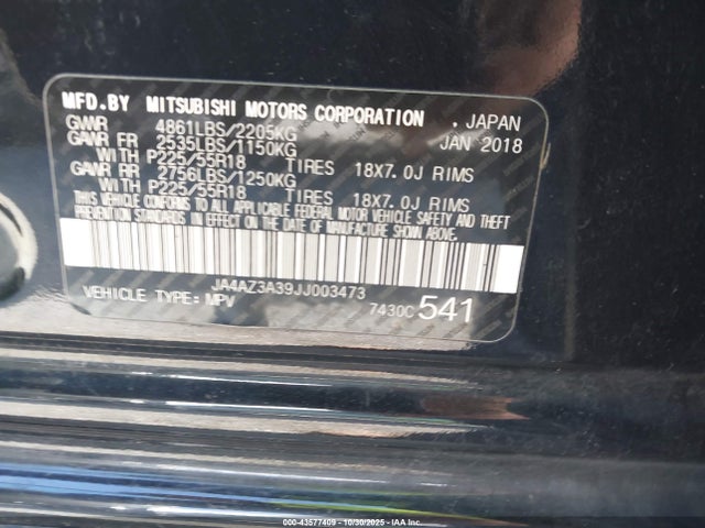 2018 MITSUBISHI OUTLANDER JA4AZ3A39JJ003473 Photo 8