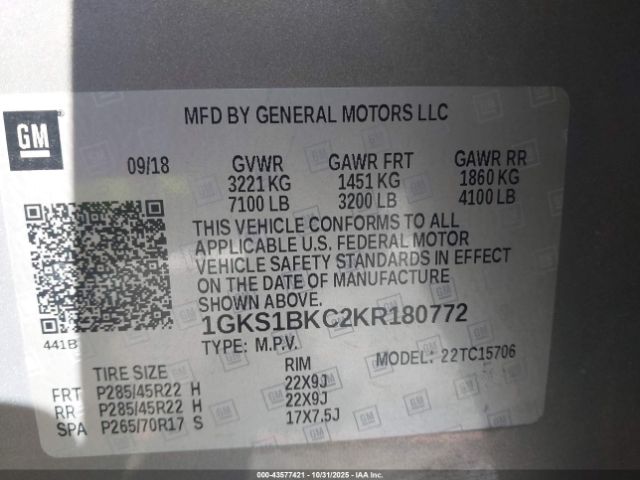2019 GMC YUKON 1GKS1BKC2KR180772 Photo 8
