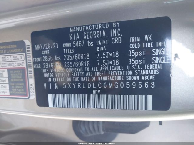 2021 KIA SORENTO 5XYRLDLC6MG059663 Photo 8