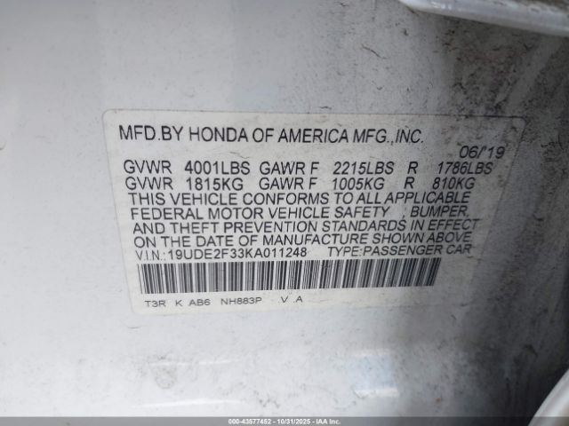 2019 ACURA ILX 19UDE2F33KA011248 Photo 8