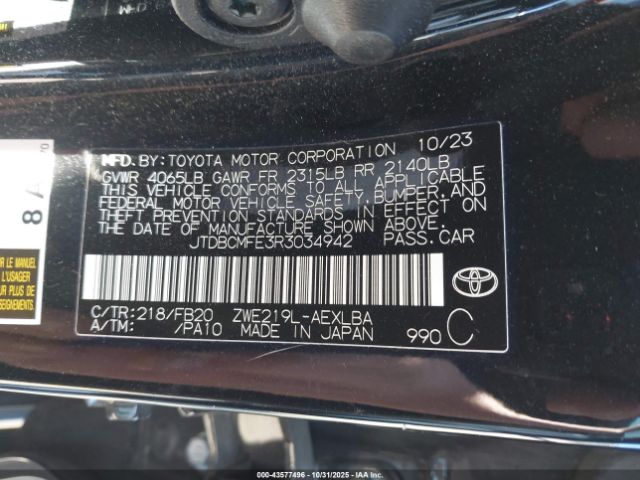 2024 TOYOTA COROLLA JTDBCMFE3R3034942 Photo 8