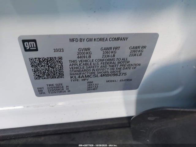 43577529 :رقم المزاد ، KL4AMCSL4RB096275 vin ، 2024 Buick Encore Gx Preferred Awd مزاد بيع