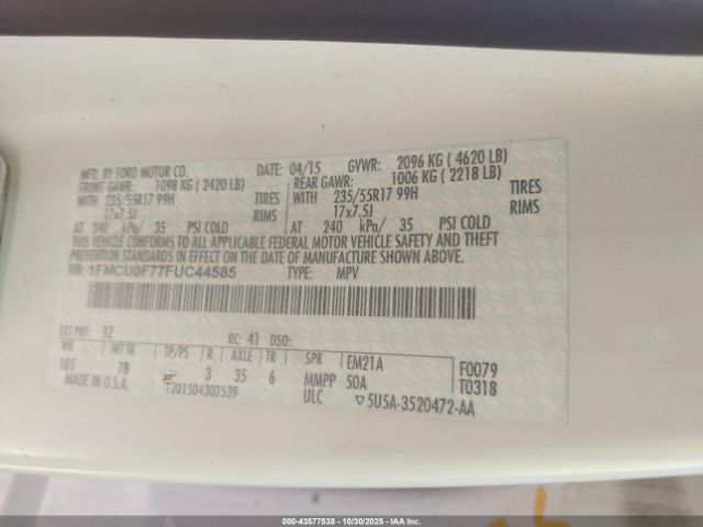 2015 FORD ESCAPE 1FMCU0F77FUC44585 Photo 8