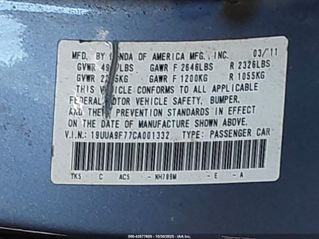 2012 ACURA TL 19UUA9F77CA001332 Photo 8