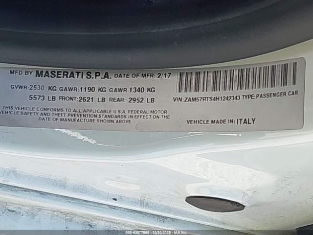 2017 MASERATI GHIBLI ZAM57RTS4H1242343 Photo 8