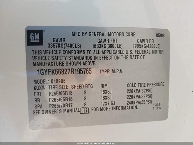 2007 CADILLAC ESCALADE ESV 1GYFK66827R195765 Photo 8